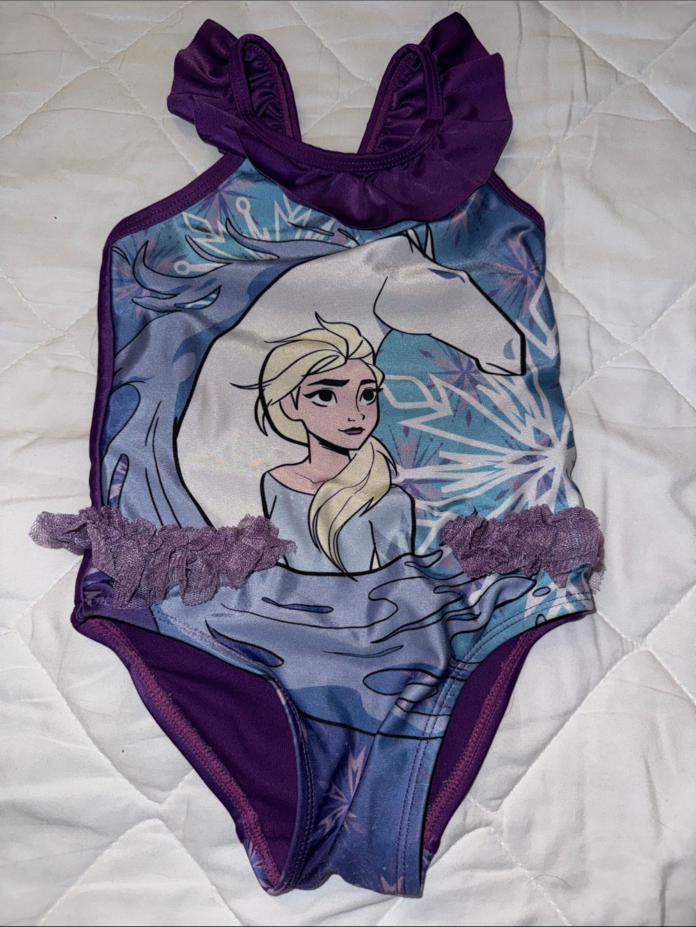 2T frozen Disney Girls Purple Frozen Character Swimsuit